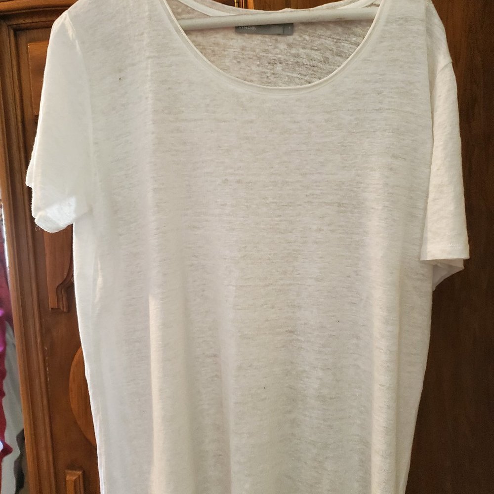 VINCE White Silk Tee